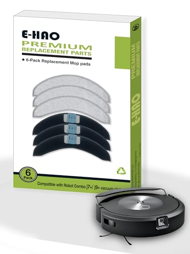 E-HAO 6er-Pack Staubsauger-Ersatzteil-Wischpads, kompatibel mit den Modellen iRobot Roomba Combo j7+, j9+, Max 10 Ersatz für wiederverwendbares Mikrofaser-Wischpad-Zubehör von E-HAO