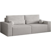 Ausziehbares Schlafsofa mit Bettschublade, für Wohnzimmer, gepolstert, mit Schlaffunktion, aus Bouclé – Denver Mini (Hellgrau (Anthology 15)) von E-MEUBLES