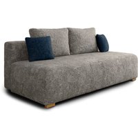 E-meubles - Schlafsofa Moss 200 cm Bouclé mit Schlaffunktion, Bettkasten und Kissen (Grau) von E-MEUBLES