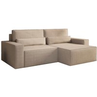 E-meubles - Wendbares Ecksofa aus Cord, Ecksofa für Wohnzimmer, Schlafsofa in L-Form, mit Bettkasten und Schlaffunktion – denver mini (Dunkelbeige – von E-MEUBLES