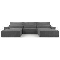 Eckcouch aus Cordstoff Ecksofa U-Form Cord Sofa Couch Polsterecke U-Sofa mit Bettkasten und Schlaffunktion -Wohnlandschaft denver u - Dunkelgrau von E-MEUBLES