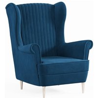 Gepolsterter Samtsessel - Loungesessel - Samtsessel für Wohnzimmer oder Schlafzimmer - Sessel - Blau (Manila 25) von E-MEUBLES