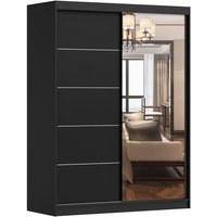 E-meubles - Kleiderschrank mit Spiegel Schwebetürenschrank 2-türig Schrank mit Einlegeböden und Kleiderstange Schiebtüren Schlafzimmer von E-MEUBLES