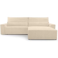 Schlafsofa Sofagarnitur Sofa Eckcouch L-Form Cordstoff Ottomane beidseitig montierbar Couch Cord für Wohnzimmer -Ecksofa aus Cord denver l - Beige von E-MEUBLES