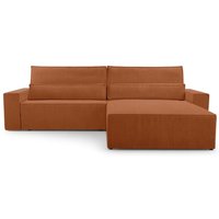 Schlafsofa Sofagarnitur Sofa Eckcouch L-Form Cordstoff Ottomane beidseitig montierbar Couch Cord für Wohnzimmer -Ecksofa aus Cord denver l - Orange von E-MEUBLES