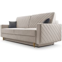 Sofa aus Samtstoff mit Schlaffunktion und Bettkasten Couch für Wohnzimmer Schlafsofa Sofagarnitur Polstersofa Wohnlandschaft mit Bettfunktion Velours von E-MEUBLES