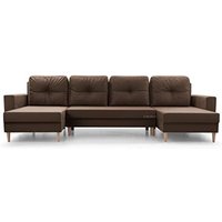 Wohnlandschaft Ecksofa U-Form mit Schlaffunktion Eckcouch mit Bettkasten Sofa Couch Polsterecke U-Sofa - 300x137x84cm - carl u - Braun (Manila 22) von E-MEUBLES
