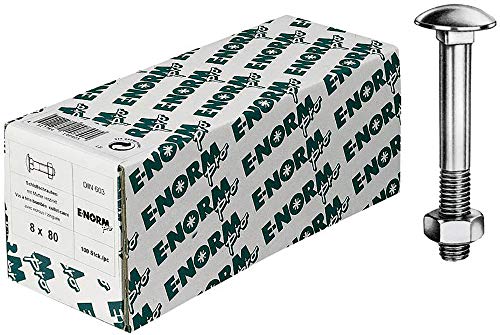 Flachrundschrauben DIN 603 M 8x90 mit Muttern 50 Stück von E-Norm Pro