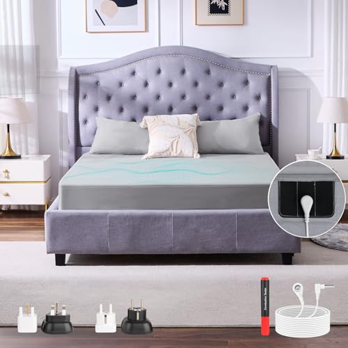 E-ROOM TREND Erdungsbettlaken | 10% Silberfäden Anteil 90% Baumwolle mit EU Erdungskabel Earthing Matte | für Besseren Schlaf Erdenergie Rückgewinnung (GBS6193G) | King Size | 193 x 203 cm | Grau von E-ROOM TREND