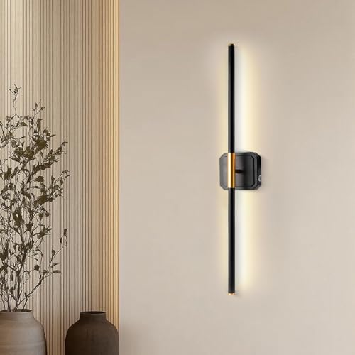E-ROOM TREND Wandleuchte für den Innenbereich | 3 Farben und dimmbarer Warm-to-Dimmer-Funktion | Kabellose Fernbedienung | dimmbare Raumbeleuchtung für Schlafzimmerr | Schwarz (WL133A1) von E-ROOM TREND