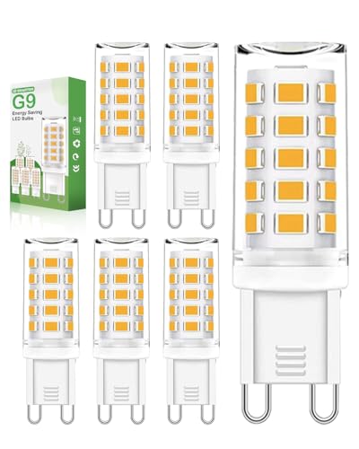 G9 LED Leuchtmittel Warmweiß 3000K, 5W 560LM LEDs G9, Nicht Dimmbar G9 LED Warmweiß, Energiesparende LED Lampen G9, LED Birnen G9, 360° Abstrahlwinkel Glühbirne G9 für Kronleuchter, 6er Stück von E-SMARTER