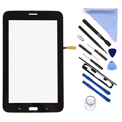 Touch Digitizer Bildschirm Ersatz für Samsung Galaxy Tab 3 Lite 7.0 T110 SM-T110 (kein Ohrhörerloch) + vorinstallierter Klebstoff mit Werkzeugen (Black) von E-Soul