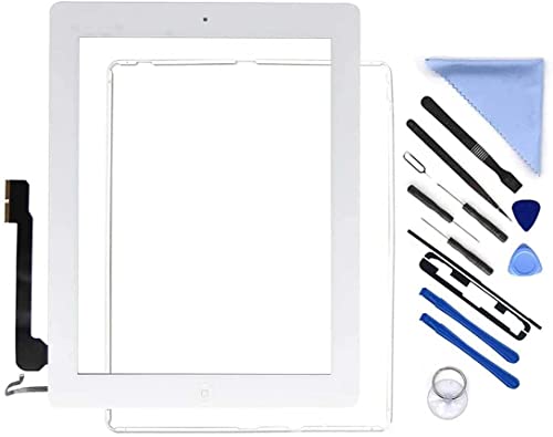 Touchscreen Digitizer Frontglas Ersatz für i Pad 4 A1458 A1459 A1460 iPad4 Inklusive Home-Taste + Kamerahalter + Vorinstallierter Kleber + Werkzeugset (Weiß) (Weiß) von E-Soul