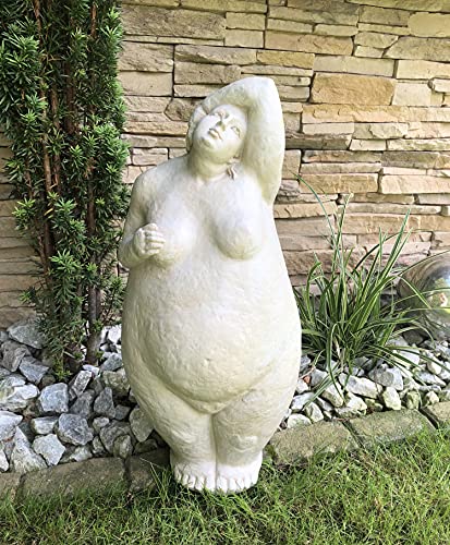 E-X Frauen Skulptur ° Hilda° Dicke Dame in Steinoptik ° Garten Figur ° Deko H 61 cm von E-X