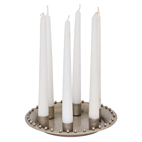 E-X Kerzenhalter mit Tablett, Kerzentablett Silber Kerzenständer Kerzenhalter Kerzenleuchter Tablett 2 Größen (Tablett iRide, Metall, Ø 21cm) von E-X