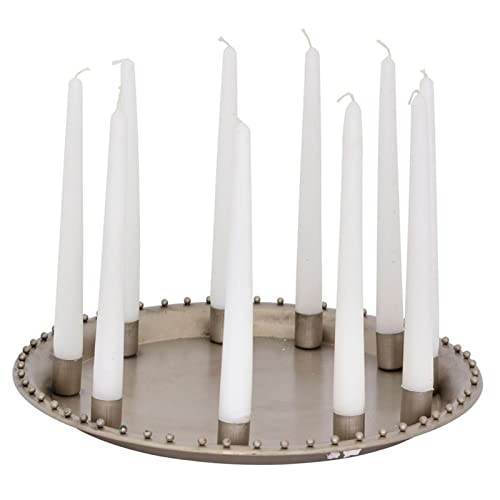 E-X Kerzenhalter mit Tablett, Kerzentablett Silber Kerzenständer Kerzenhalter Kerzenleuchter Tablett 2 Größen (Tablett iRide, Metall, Ø 36 cm) von E-X