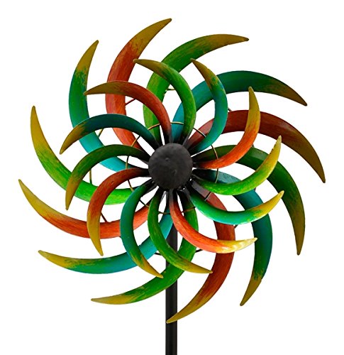E-X WINDRAD °Art Ferro ° Sonne ° Metall° Windspiel° GARTENSTECKER° 42 x 16,5 x 170 cm von E-X