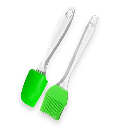 EUROXANTY Pfannenwender + Pinsel Set | Flexible Küchenutensilien | Abnehmbare Teile | 2-teiliges Set | Pfannenwender und Pinsel aus Silikon | Backset | Grün 18 cm von EX