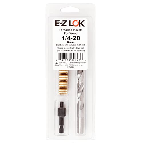 E-Z Lok 400–4 Gewinde für Holz, Installation Kit, Messing, inkl. 1/4–20 Messer Gewinde fügt (5), Bohrer, Installation Tool von E-Z LOK