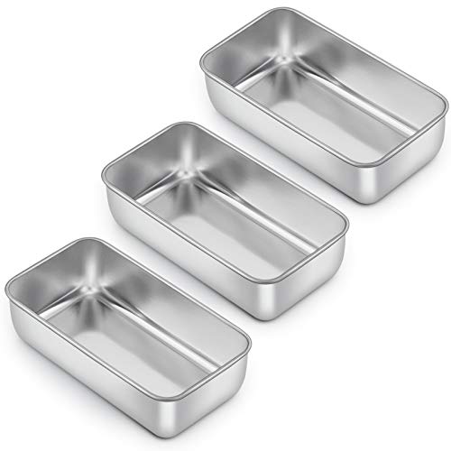 E-far Kastenform zum Backen von Brot, 22.9x12.7 cm, Edelstahl-Backformen, Metall-Backformen für Brot, Hackbraten, Kuchen, gesund und ungiftig, leicht zu lösen und spülmaschinenfest – 3er-Set von E-far