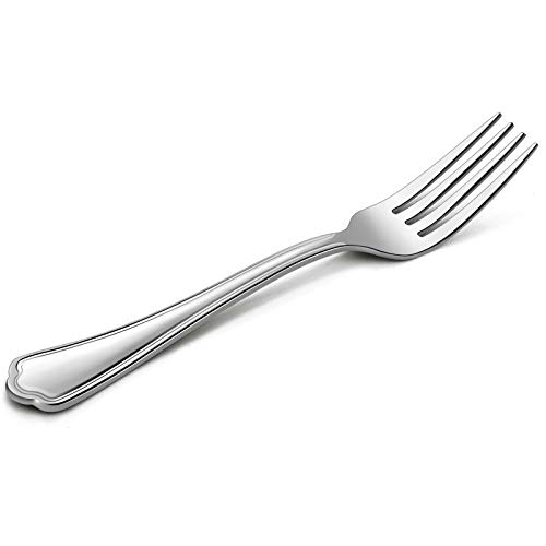 E-far Menügabeln aus Edelstahl, 20 cm, für Zuhause, Küche oder Restaurant, ungiftig und hochglanzpoliert, gewellter Rand, spülmaschinenfest, 6 Stück von E-far