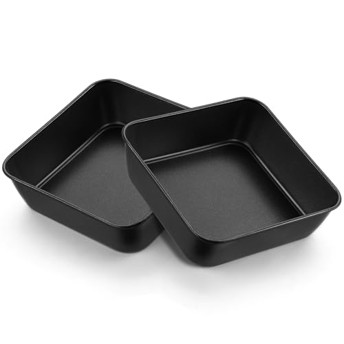 E-far Quadratische Kuchenform, 15,2 cm, antihaftbeschichtet, klein, mit Edelstahlkern, für Brownies, Lasagne-Kuchen, ungiftig und leicht zu reinigen, 5,1 cm tief (schwarz) von E-far