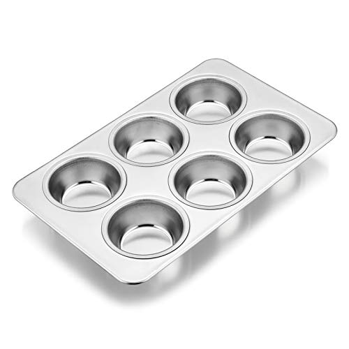 Edelstahl-Muffinform, E-far 6 Tassen, Cupcake-Form zum Backen, Metall-Muffinform, ungiftig und gesund, ofen- und spülmaschinenfest, normale Größe – 29 x 18 x 3 cm von E-far
