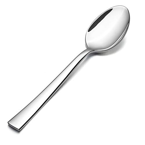 Teelöffel-Set, 12 Stück, E-far 16,7 cm Edelstahl-Löffel für Küche oder Restaurant, ungiftig & hochglanzpoliert, quadratischer Rand & spülmaschinenfest von E-far