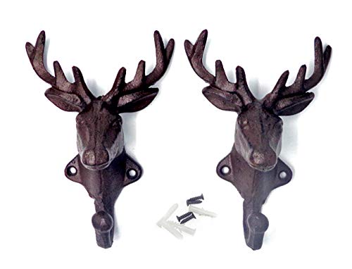 E-isata 2er Set Hirschschädel Haken aus Gusseisen,Home Bauernhaus Dekor Geschenk Vintage,Metall Garderobe Deko Wanddeko Kleiderhaken 11 * 7 * 16 CM E-isata 2er Set Hirschschädel Haken aus Gusseisen,Home Bauernhaus Dekor Geschenk Vintage,Metall Garderobe Deko Wanddeko Kleiderhaken 11 * 7 * 16 CM von E-isata