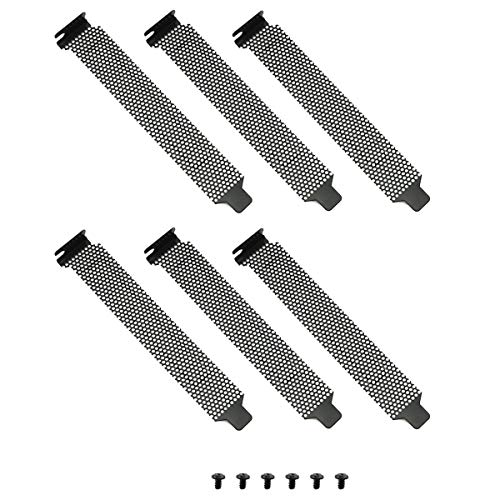 E-outstanding PCI Slot-Abdeckung, 6 Stück, schwarz, Staubfilter-Halterung, Erweiterungsplatte, PC-Computergehäuse, Rohling mit 6 Schrauben von E-outstanding