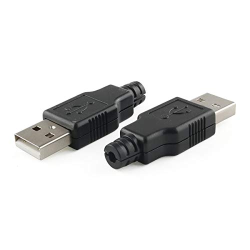 E-outstanding USB 2.0 Stecker 10 Stück USB 2.0 Typ A Stecker 4-Pin Stecker mit schwarzer Kunststoffabdeckung DIY Buchse von E-outstanding