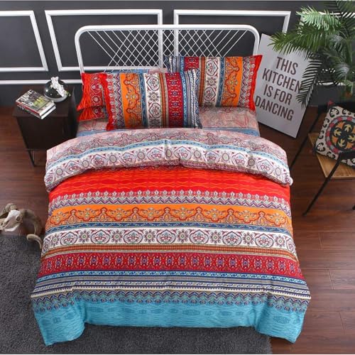 E-yimeng Bettwäsche 135x200 Bohemian Bettwäsche 135x200cm Boho BettwäSche-Sets Bettbezug mit 1 Kissenbezüge 80x80 cm und Verdecktem Reißverschluss Kuschelig Weich von E-yimeng