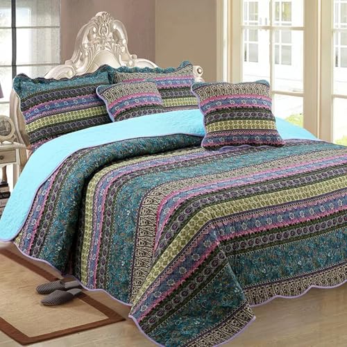 E-yimeng Tagesdecke 220x240 Sofa überzug Bohemian Vielseitige Wohndecke als Bettüberwurf oder Sofaüberwurf Steppdecke Leichte Weiche Gesteppte Decke Gänseblümchen Grün(ohne Kissenbezug) von E-yimeng