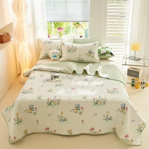 Tagesdecke 120x200 Sofa überzug Vielseitige Wohndecke als Bettüberwurf oder Sofaüberwurf Zweiseitig Steppdecke Leichte Weiche Gesteppte Decke Weiß Grün Erdbeeren (ohne Kissenbezug) von E-yimeng