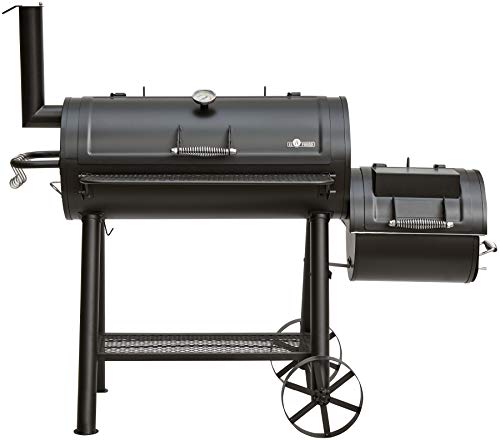 Holzkohlegrill Buffalo von EL Fuego® Grill Smoker BBQ Grillwagen Barbecue, mit Thermometer, Seperate Feuerkammer, mit regulierbarem Kamin, AY 568 von E. Fuego