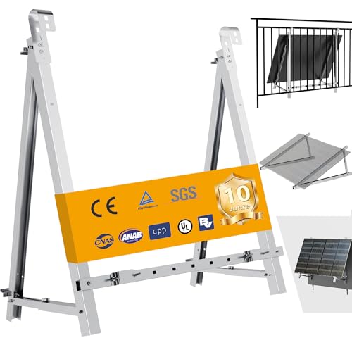 E.For.U® Balkonkraftwerk Halterung Balkon 1300mm, Solarpanel Halterung verstellbar Winkel 10-30°, PV-Halterung für Geländer,Flachdach, Garten und Wand, für 1 Stück Solarmodule, Silber von E.For.U