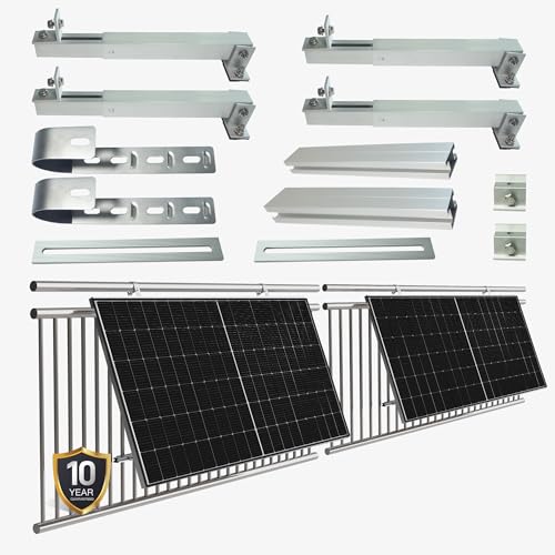 E.For.U® 2 Stück Balkonkraftwerk Halterung Solarmodul Halterung, Einfacher Solarpanel-Balkon-Montagesatz, Neigungswinkel 0 ° /10-30°, für die meisten Solarmodule von E.For.U