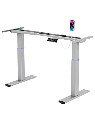 E.For.U® Höhenverstellbarer Schreibtisch Gestell Elektrisch - Tischgestell stufenlos mit 4 Speicher-Steuerung, Computertisch Gestell mit 2 Motoren, Grau von E.For.U
