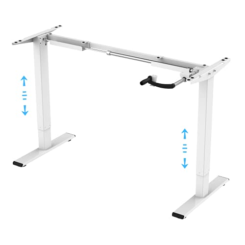 E.For.U® MT20 höhenverstellbares Schreibtischgestell, Kurbelverstellbares Tischgestell (Manuell, Weiß), für höhenverstellbaren Schreibtisch (ohne Tischplatte) von E.For.U