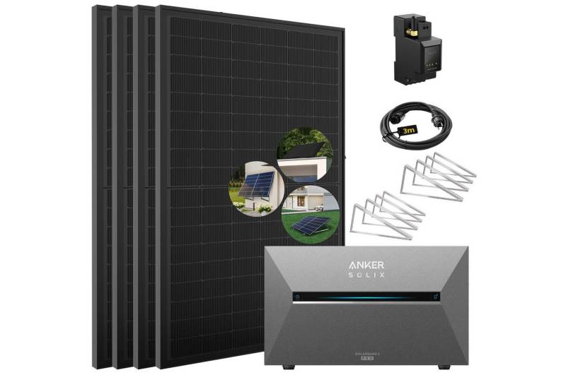 E.For.U Solaranlage 2000W Balkonkraftwerk mit Speicher Anker Solix Solarbank 3 E2700 Pro, (mit optionaler BP2700 Erweiterungsakku), mit intelligenter KI zur dynamischen Überwachung des Stromverbrauchs von E.For.U