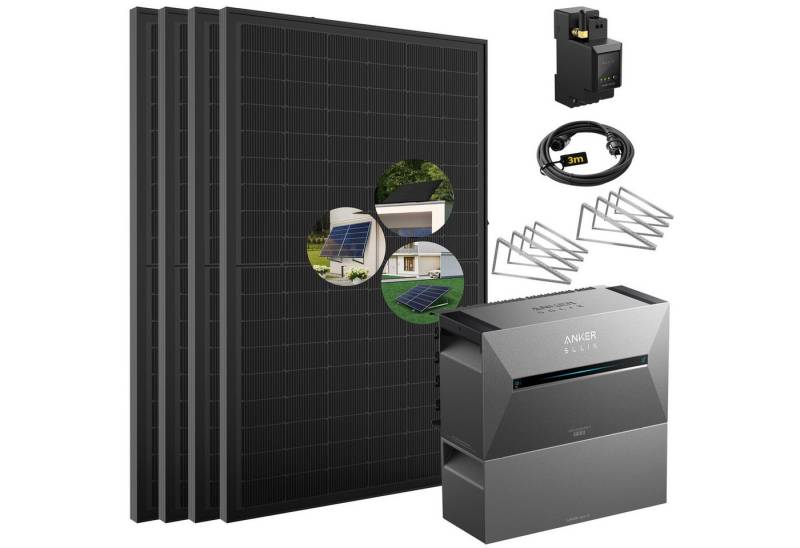 E.For.U Solaranlage 2000W Balkonkraftwerk mit Speicher Anker Solix Solarbank 3 E2700 Pro, (mit optionaler BP2700 Erweiterungsakku), mit intelligenter KI zur dynamischen Überwachung des Stromverbrauchs von E.For.U