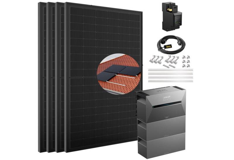 E.For.U Solaranlage 2000W Balkonkraftwerk mit Speicher Anker Solix Solarbank 3 E2700 Pro, (mit optionaler BP2700 Erweiterungsakku), mit intelligenter KI zur dynamischen Überwachung des Stromverbrauchs von E.For.U