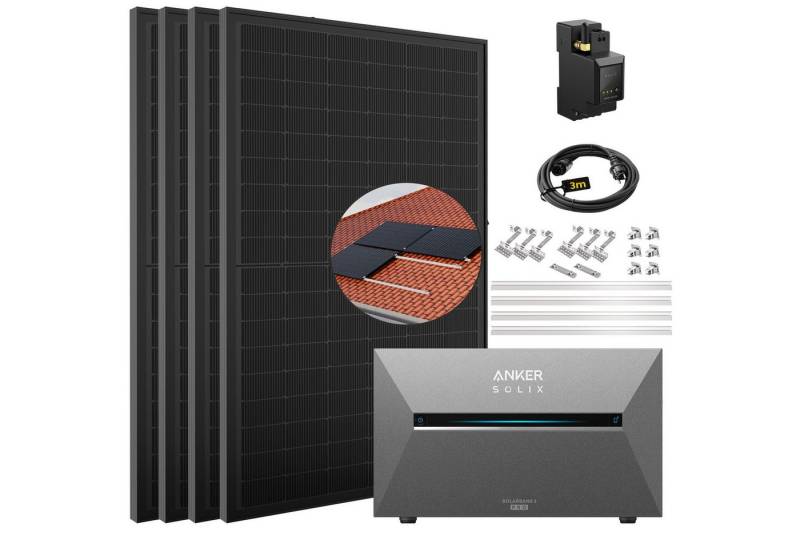 E.For.U Solaranlage 2000W Balkonkraftwerk mit Speicher Anker Solix Solarbank 3 E2700 Pro, (mit optionaler BP2700 Erweiterungsakku), mit intelligenter KI zur dynamischen Überwachung des Stromverbrauchs von E.For.U