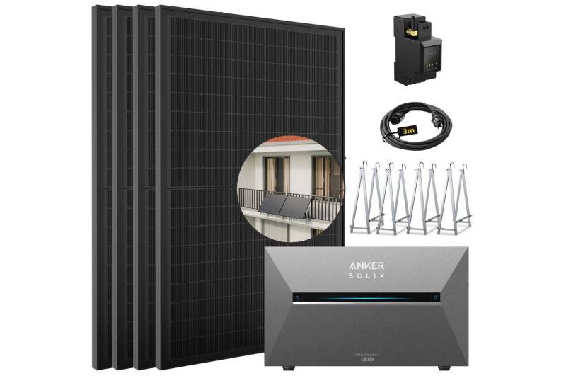 E.For.U Solaranlage 2000W Balkonkraftwerk mit Speicher Anker Solix Solarbank 3 E2700 Pro, (mit optionaler BP2700 Erweiterungsakku), mit intelligenter KI zur dynamischen Überwachung des Stromverbrauchs von E.For.U