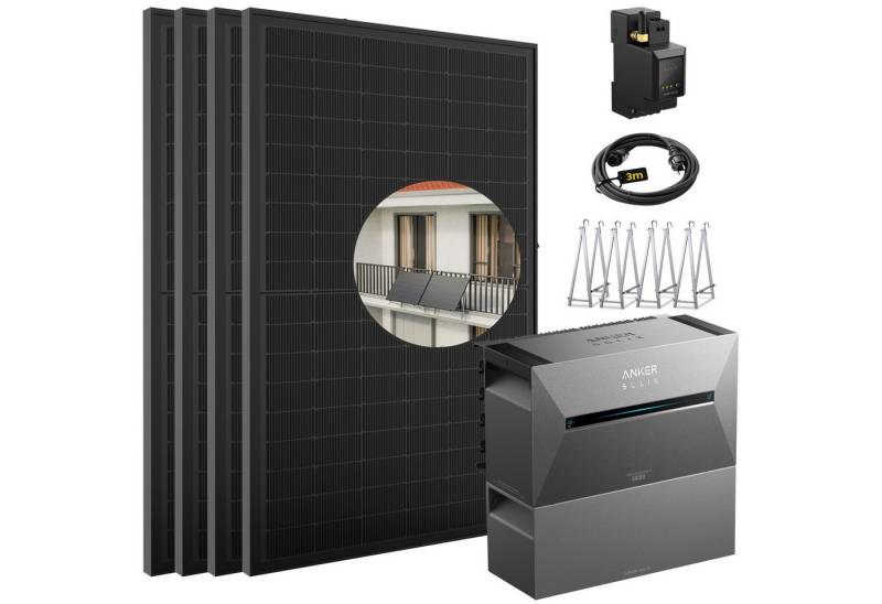 E.For.U Solaranlage 2000W Balkonkraftwerk mit Speicher Anker Solix Solarbank 3 E2700 Pro, (mit optionaler BP2700 Erweiterungsakku), mit intelligenter KI zur dynamischen Überwachung des Stromverbrauchs von E.For.U