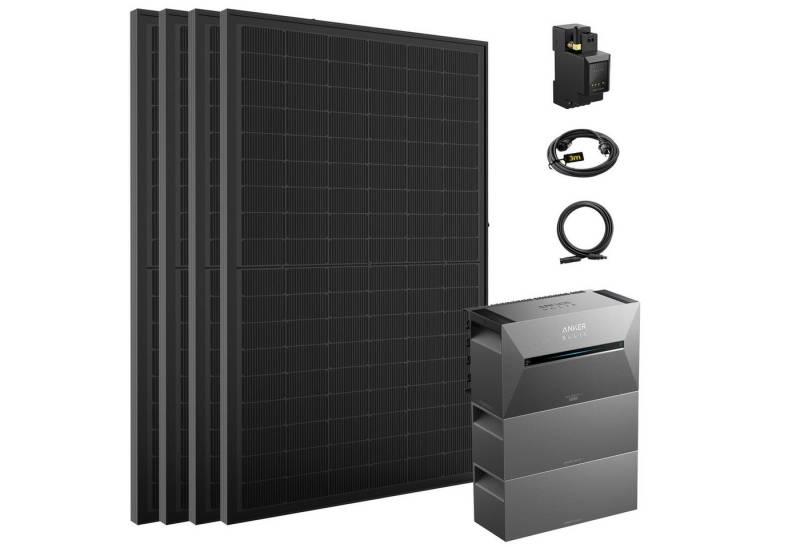 SolarMars Balkonkraftwerk mit Speicher 2000W Anker Solix Solarbank 3 E2700 Pro, 2000 W, Monokristallin, (mit optionaler BP2700 Erweiterungsakku und Halterung), mit intelligenter KI zur dynamischen Überwachung des Stromverbrauchs von SolarMars
