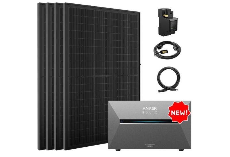 E.For.U Balkonkraftwerk mit Speicher 2000W Anker Solix Solarbank 3 E2700 Pro, 2000 W, Monokristallin, (mit optionaler BP2700 Erweiterungsakku und Halterung), mit intelligenter KI zur dynamischen Überwachung des Stromverbrauchs von E.For.U