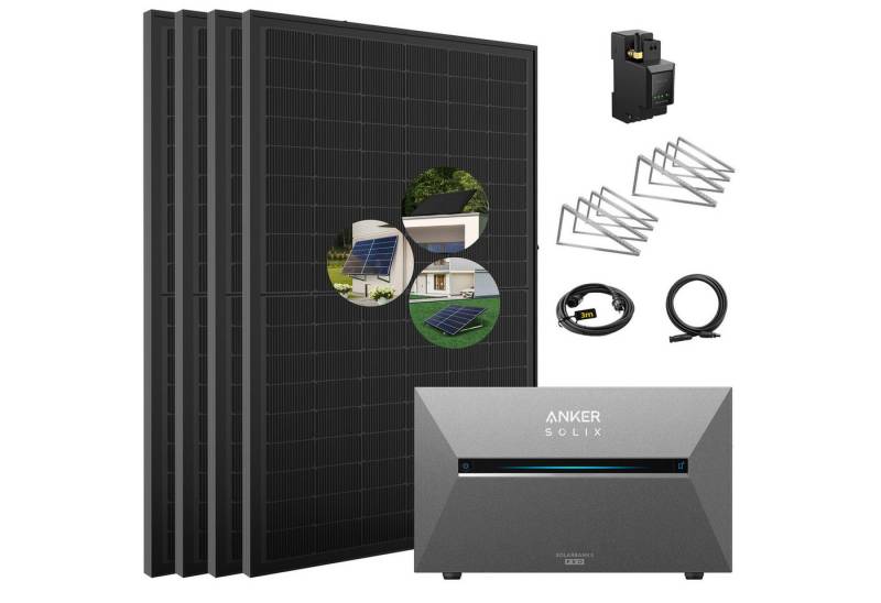 E.For.U Balkonkraftwerk mit Speicher 2000W Anker Solix Solarbank 3 E2700 Pro, 2000 W, Monokristallin, (mit optionaler BP2700 Erweiterungsakku und Halterung), mit intelligenter KI zur dynamischen Überwachung des Stromverbrauchs von E.For.U