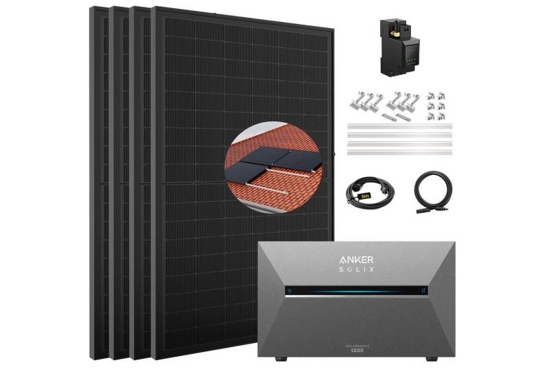 E.For.U Balkonkraftwerk mit Speicher 2000W Anker Solix Solarbank 3 E2700 Pro, 2000 W, Monokristallin, (mit optionaler BP2700 Erweiterungsakku und Halterung), mit intelligenter KI zur dynamischen Überwachung des Stromverbrauchs von E.For.U