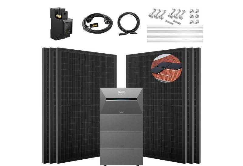 SolarMars Solaranlage 3000W Balkonkraftwerk mit Speicher Anker Solix Solarbank 3 E2700 Pro, (mit optionaler BP2700 Erweiterungsakku), mit intelligenter KI zur dynamischen Überwachung des Stromverbrauchs von SolarMars